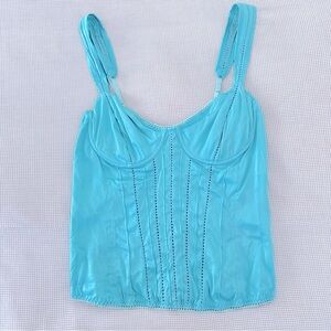 HOT Marciano Silk/Satin Bustier!! Aqua size S/P, zip up back! So sexy!
